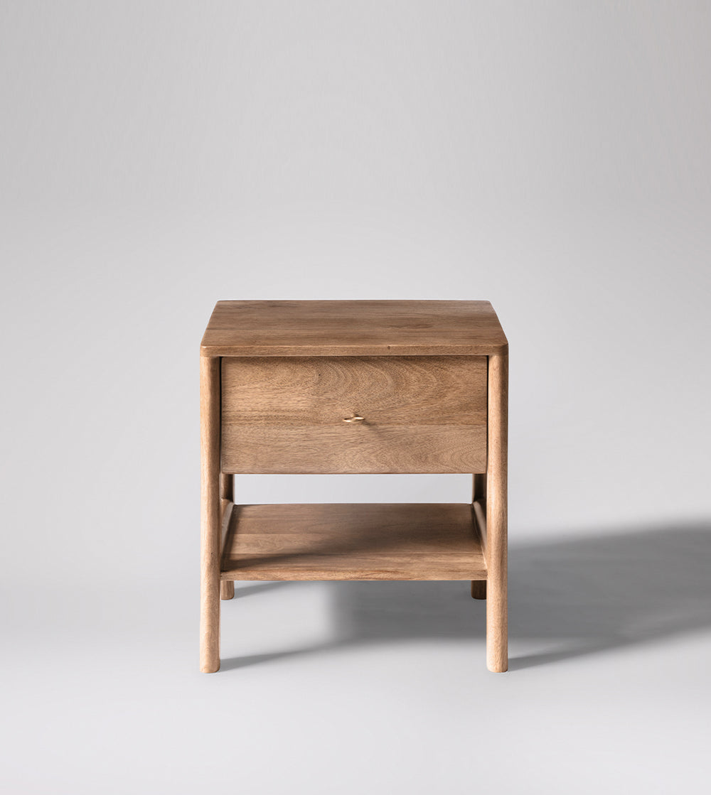 Lieaf Solid Wood Bed Side Table in Natural Finish