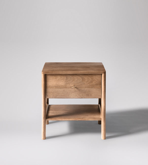 Lieaf Solid Wood Bed Side Table in Natural Finish
