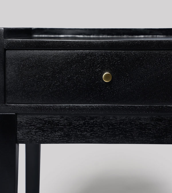 Harmful Solid Wood Bed Side Table in black sealed Finish