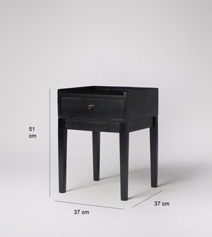 Harmful Solid Wood Bed Side Table in black sealed Finish