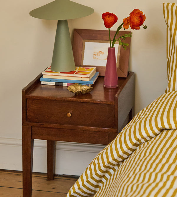 Harmful Solid Wood Bed Side Table in dark brown Finish