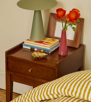 Harmful Solid Wood Bed Side Table in dark brown Finish