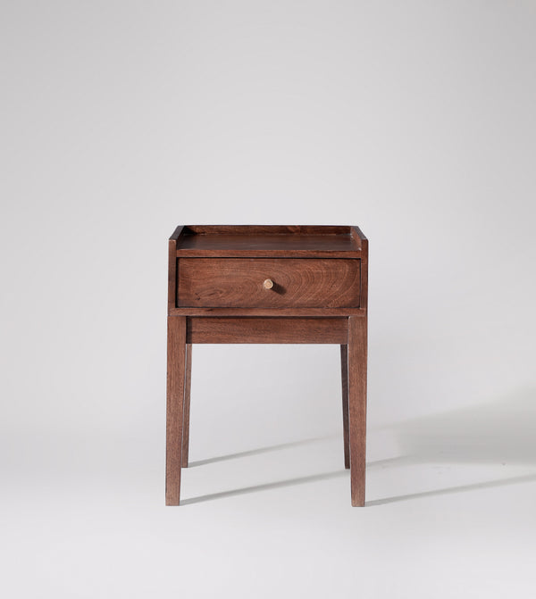 Harmful Solid Wood Bed Side Table in dark brown Finish