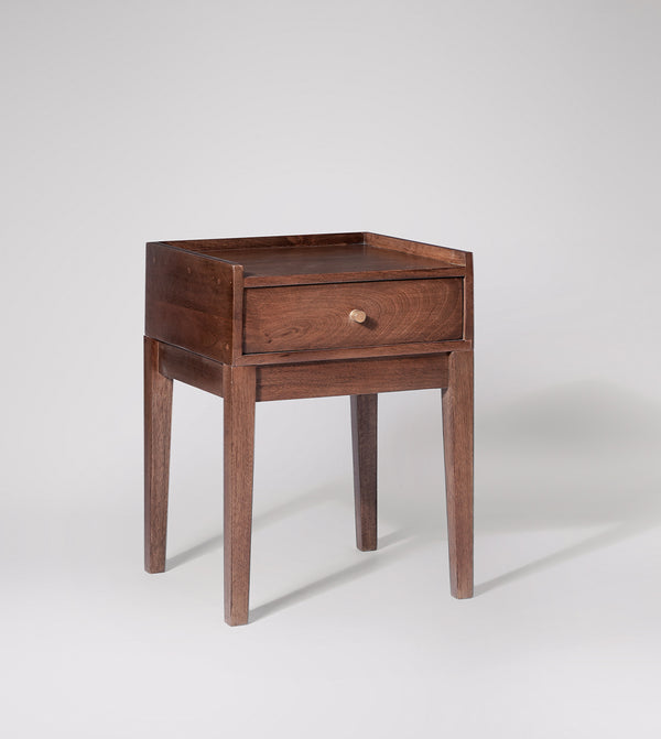 Harmful Solid Wood Bed Side Table in dark brown Finish