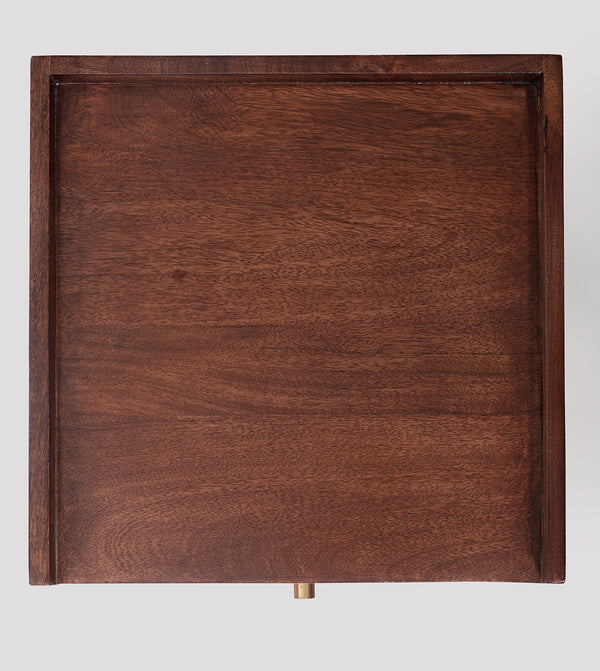 Harmful Solid Wood Bed Side Table in dark brown Finish