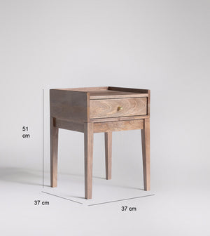 Harmful Solid Wood Bed Side Table in Natural Finish