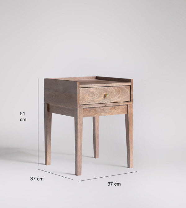 Harmful Solid Wood Bed Side Table in Natural Finish