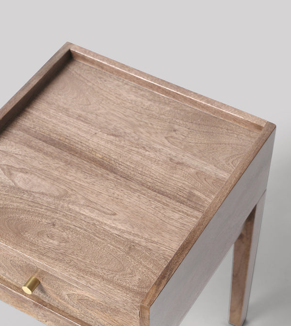 Harmful Solid Wood Bed Side Table in Natural Finish