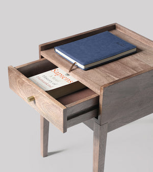 Harmful Solid Wood Bed Side Table in Natural Finish