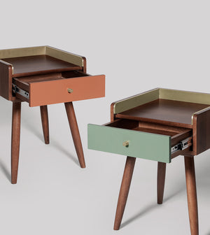 Punko Solid Wood Bed Side Table in light brown Finish