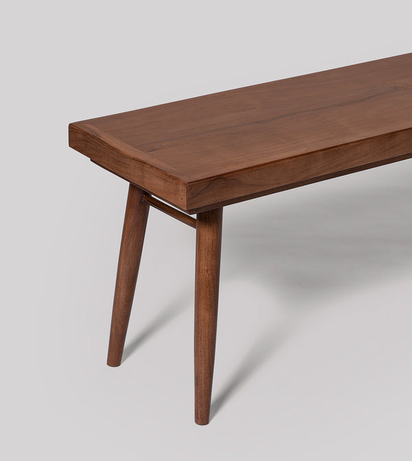Burk Solid Wood Bench in Dark Brown Finish