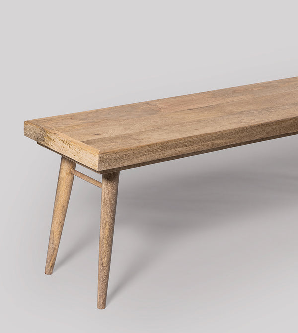 Burk Solid Wood Bench in Natural Finish