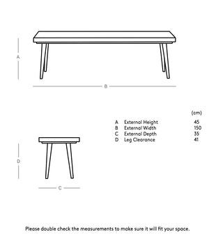 Burk Solid Wood Bench in Natural Finish