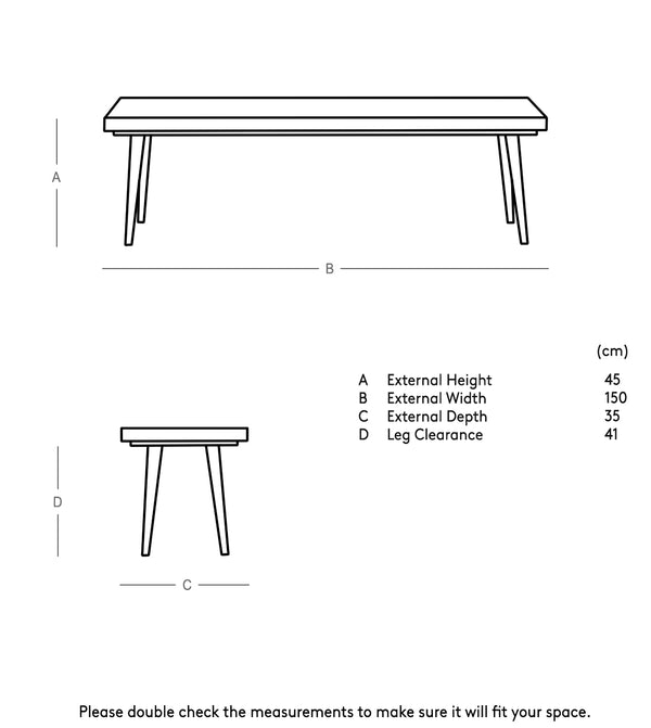 Burk Solid Wood Bench in Natural Finish
