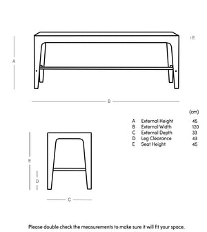 Pearl Solid Wood Bench in Natural Finish