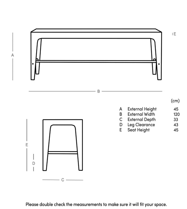 Pearl Solid Wood Bench in Natural Finish