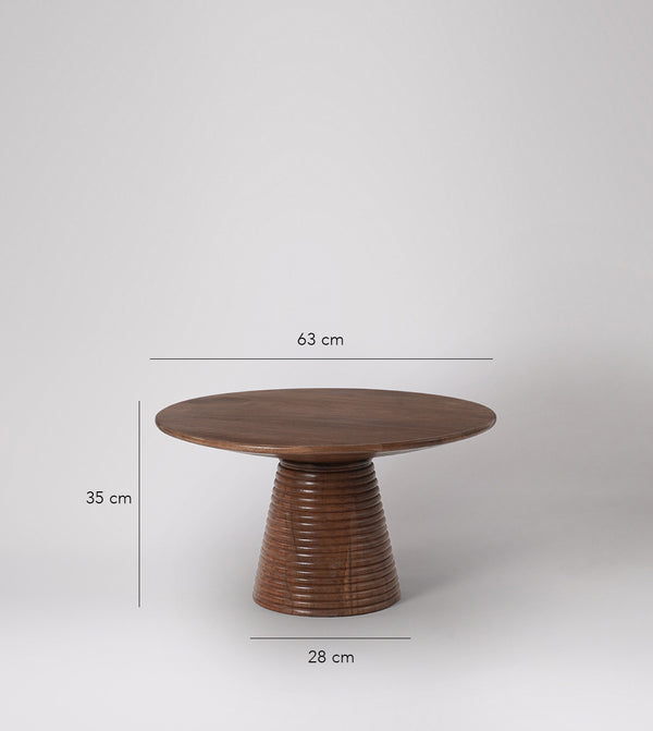 Tiffey Solid Wood Coffee Table in Dark Brown Finish
