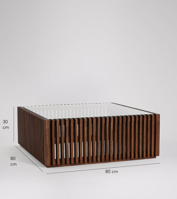 Weft Solid Wood Coffee Table in Dark Brown Finish
