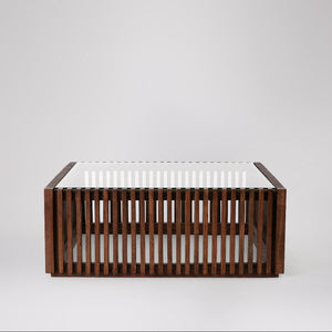 Weft Solid Wood Coffee Table in Dark Brown Finish