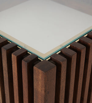 Weft Solid Wood Coffee Table in Dark Brown Finish