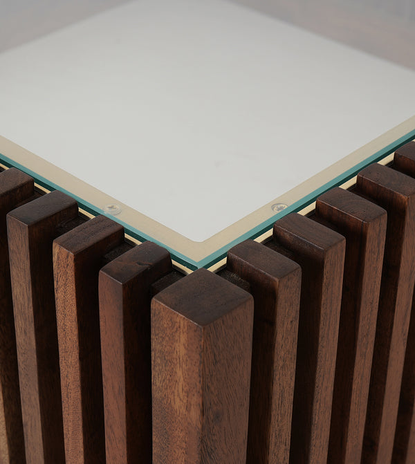 Weft Solid Wood Coffee Table in Dark Brown Finish