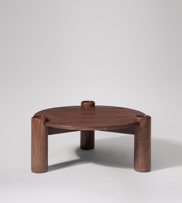 Wellc Solid Wood Coffee Table in Dark Brown Finish