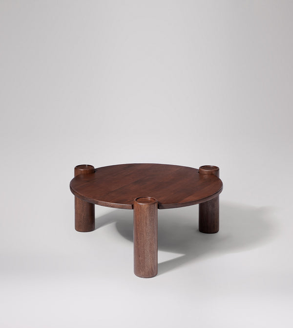 Wellc Solid Wood Coffee Table in Dark Brown Finish