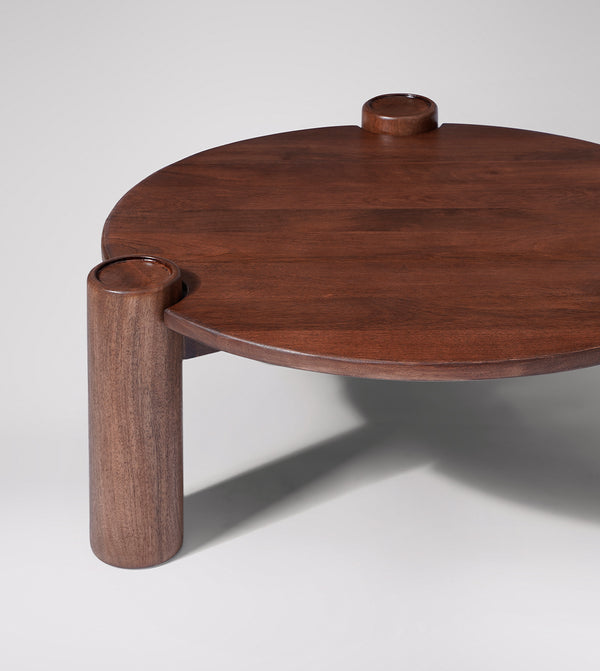 Wellc Solid Wood Coffee Table in Dark Brown Finish