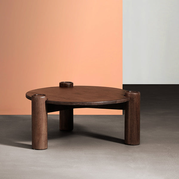 Wellc Solid Wood Coffee Table in tobacco-stained Finish