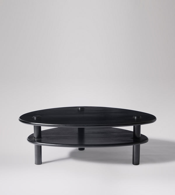 Vway Solid Wood Coffee Table in Black Finish