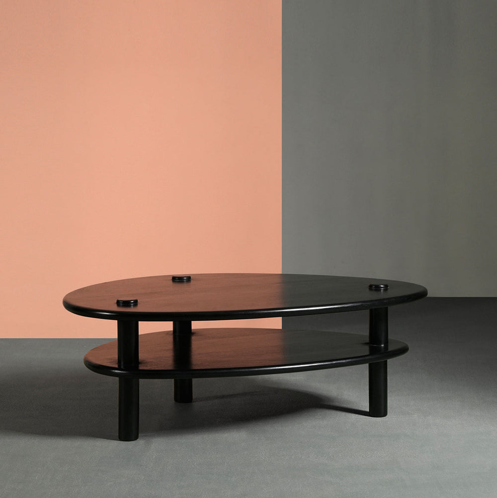 Vway Solid Wood Coffee Table in Black Finish