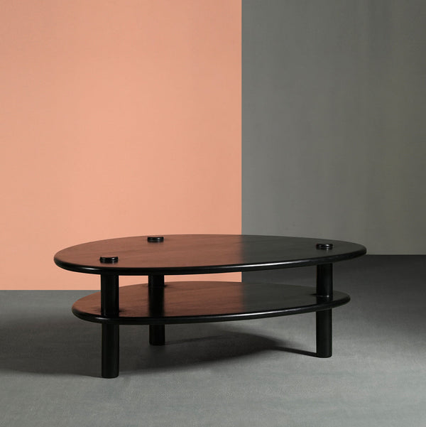 Vway Solid Wood Coffee Table in Black Finish