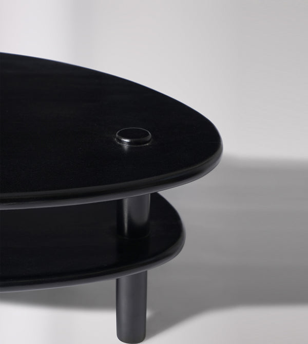 Vway Solid Wood Coffee Table in Black Finish