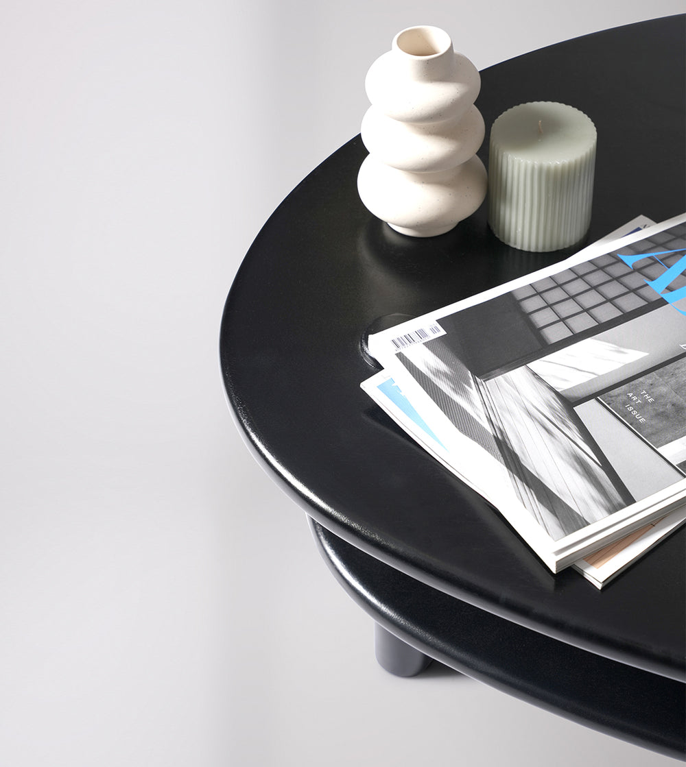 Vway Solid Wood Coffee Table in Black Finish