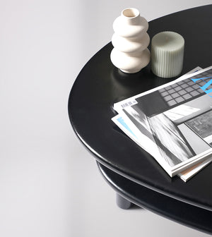 Vway Solid Wood Coffee Table in Black Finish