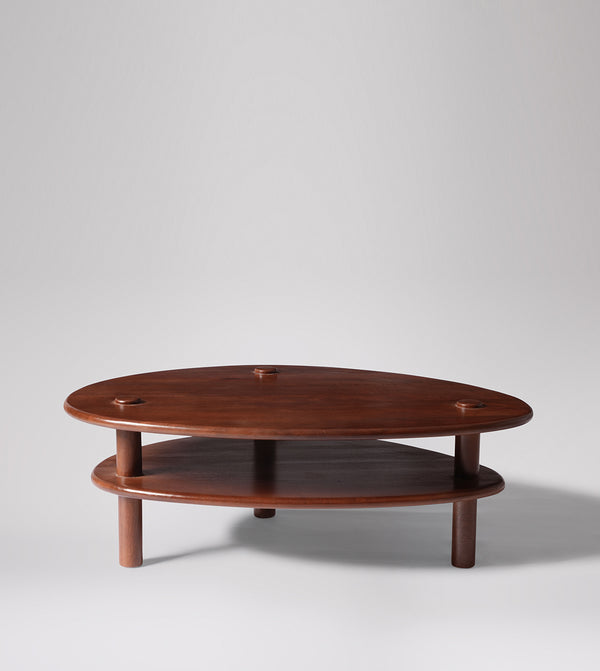 Vway Solid Wood Coffee Table in Dark Brown Finish