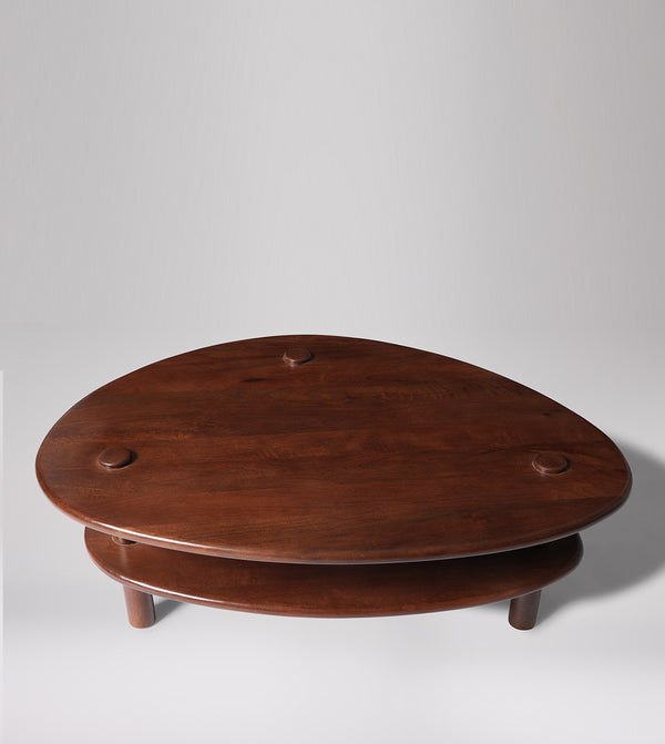 Vway Solid Wood Coffee Table in Dark Brown Finish