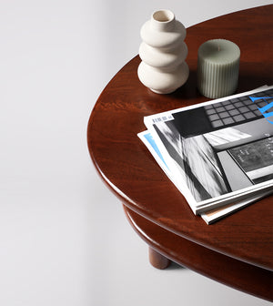 Vway Solid Wood Coffee Table in Dark Brown Finish