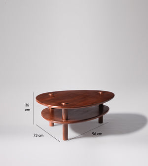 Vway Solid Wood Coffee Table in Dark Brown Finish