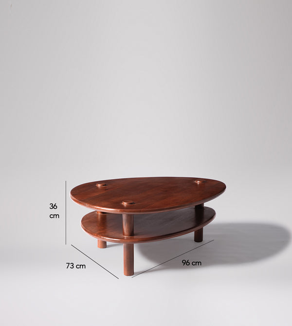 Vway Solid Wood Coffee Table in Dark Brown Finish