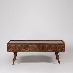 Tear Solid Wood Coffee Table in Dark Brown Finish