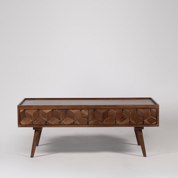 Tear Solid Wood Coffee Table in Dark Brown Finish