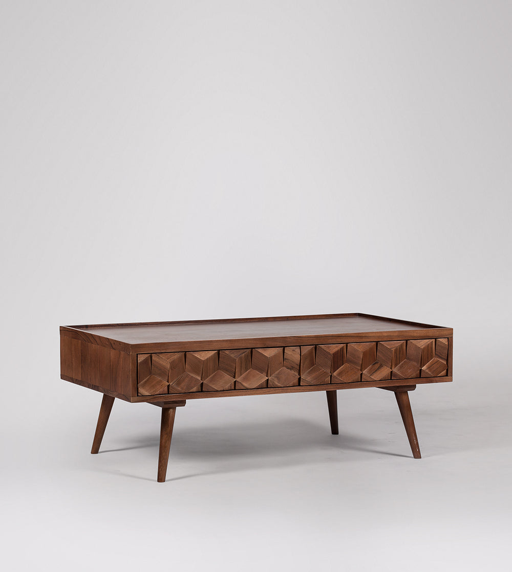 Tear Solid Wood Coffee Table in Dark Brown Finish