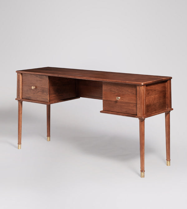 Qaqa Solid Wood Study Table in Light Brown Finish
