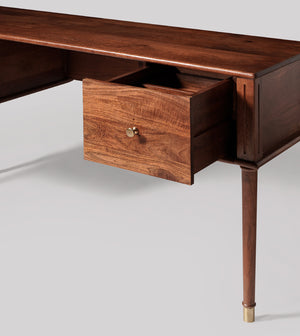 Qaqa Solid Wood Study Table in Light Brown Finish