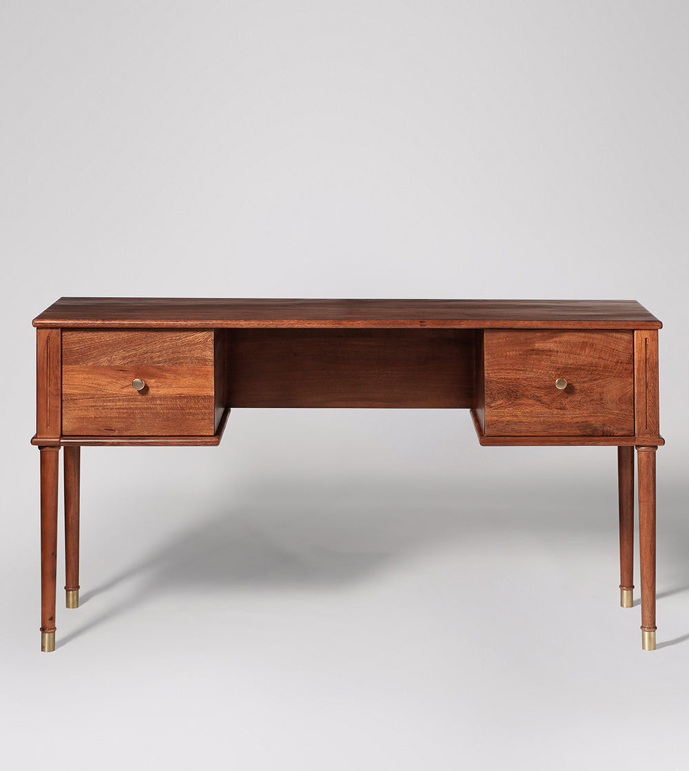 Qaqa Solid Wood Study Table in Light Brown Finish