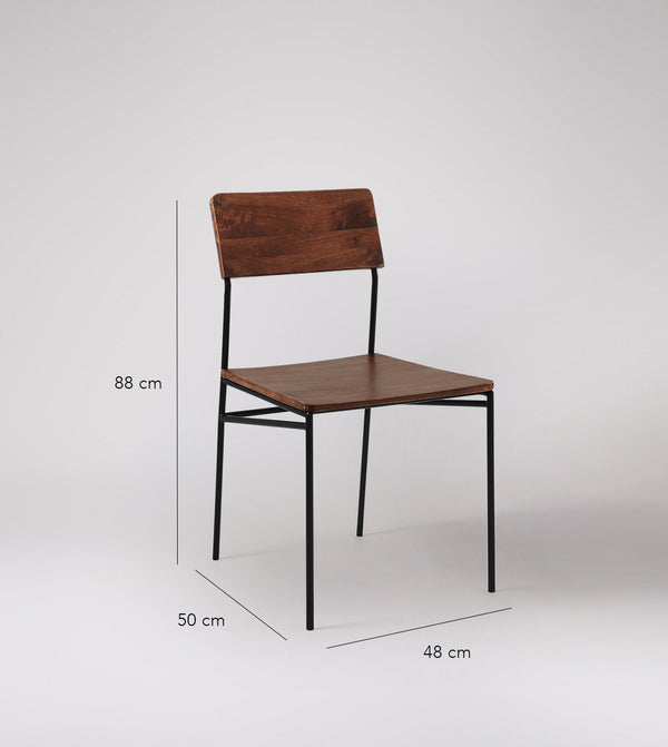 Bunder Solid Wood Dining Chair in dark brown Finish
