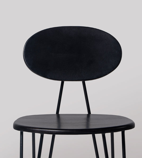 Yoyo Solid Wood Dining Chair in Black Finish