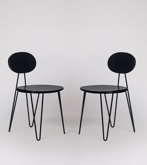 Yoyo Solid Wood Dining Chair in Black Finish