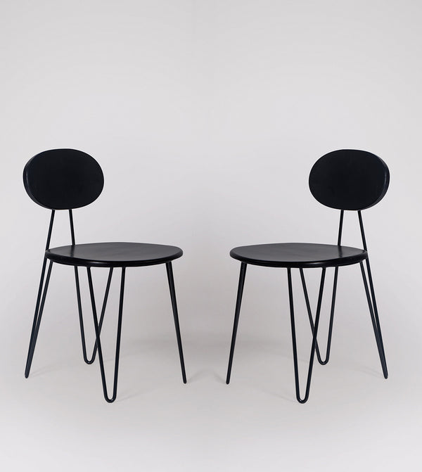 Yoyo Solid Wood Dining Chair in Black Finish